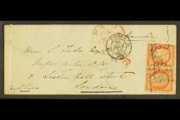 1853 (16 Feb) Cover To London Bearing 1849-52 40c Orange Pair (Yvert 5, SG 14) Tied By Grill Cancels, With Large... - Other & Unclassified