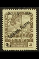 1921 3L On 3cor Grey-brown "Constituente Fiumana" Overprint (SG 187, Sassone 173), Never Hinged Mint, Very Fresh.... - Fiume