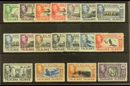 1938-50 Complete King George VI Definitive Set, SG 146/163, Very Fine Mint. (18 Stamps) For More Images, Please... - Falkland