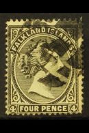 1889-91 4d Olive Grey-black, Watermark Reversed, SG 12x, Good Used. For More Images, Please Visit... - Falklandinseln