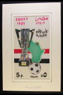 1987 EGYPTIAN VICTORIES IN FOOTBALL CHAMPIONSHIPS Unadopted Hand Painted Essay For A 5p Stamp, Signed Beneath The... - Otros & Sin Clasificación