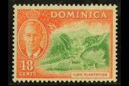 1951 48c Bright-green & Red-orange BROKEN "C" FOR "CA" IN WATERMARK Variety, SG 131 Var, Fine Never Hinged... - Dominica (...-1978)