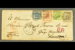 1864 FOUR - COLOUR 30 SKILLING FRANKING. 1864 (Dec) Env Addressed To London, Bearing 1854-57 2s & 8s Dotted... - Otros & Sin Clasificación