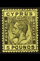 1924 £5 Black And Yellow, SG 117a, Very Fine Used With Neat Oval Limassol Registered Cancel. BPA Photo... - Other & Unclassified