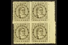 1893-1900 5d Olive-black Perf 12x11½, SG 9, Fine Mint (two Stamps Never Hinged) BLOCK Of 4 With Gutter At... - Cook Islands