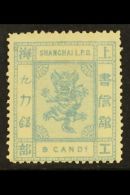 SHANGHAI MUNICIPAL POST 1876 9ca Blue Grey, SG 65, Very Fine Mint Og. Scarce Stamp. For More Images, Please Visit... - Other & Unclassified