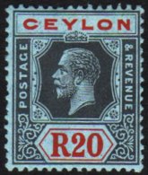 1921-32 20r Black & Red On Blue, SG 357, Very Fine Mint, Fresh. For More Images, Please Visit... - Ceylon (...-1947)