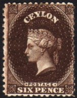 1867 6d Blackish Brown, Wmk "Small" CC, Perf 12½, SG 67b, Very Fine Mint. For More Images, Please Visit... - Ceylon (...-1947)