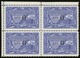 OFFICIAL 1950-51 $1 Ultramarine "G" Overprint, SG O192, Very Fine Never Hinged Mint Corner BLOCK Of 4, Very Fresh.... - Other & Unclassified