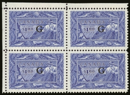 OFFICIAL 1950-51 $1 Ultramarine "G" Overprint, SG O192, Very Fine Never Hinged Mint Corner BLOCK Of 4, Very Fresh.... - Autres & Non Classés