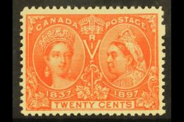1897 20c Vermilion Jubilee With Unusual Missing Perf Pin At Right, SG 133, Very Fine Lightly Hinged Mint. For More... - Autres & Non Classés