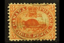 1858-9 3d Red, Beaver, On Machine Made Medium Wove Paper, SG 26, Very Fine Used With Neat Central Concentric... - Altri & Non Classificati