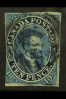 1852-57 10d Blue Jacques Cartier, SG 15, Used With 3 Margins (just Into At Left). Attractive. For More Images,... - Other & Unclassified