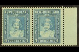 1938 4c Light Blue Princess Elizabeth PAIR WITH & WITHOUT WATERMARK, SG 270a, Very Lightly Hinged Mint. For... - Other & Unclassified