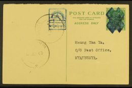 JAPANESE OCCUPATION - BURMESE GOVERNMENT 1943 (1st July) ½a On 9ps Green KGVI Postal Stationery Card,... - Burma (...-1947)