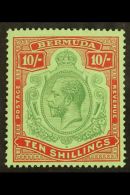 1924-32 10s Green And Red On Pale Emerald SG 92, Lightly Hinged Mint. For More Images, Please Visit... - Bermudas