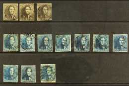 1849 Fine Used Selection Of "Epaulletes" With 10c Brown Shades (3), 20c Blue Shades (10). All Fine 4 Margined With... - Other & Unclassified