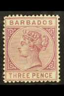 1882 3d Deep Purple, Sideface, SG 95, Good Mint. For More Images, Please Visit... - Barbados (...-1966)