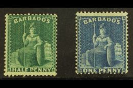 1874 Large Star Watermark, Perf 14 Set, SG 65/66, Fine Mint (2 Stamps) For More Images, Please Visit... - Barbades (...-1966)