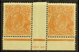 1926-30 5d Orange-brown George V Head, Die II, Perf 13½ X 12½, SG 103a, JOHN ASH Imprint Pair, Fine... - Autres & Non Classés