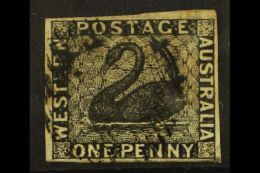 WESTERN AUSTRALIA 1854 1d Black Imperf, SG 1, Fine Used, Four Margins, Tiny Corner Crease. For More Images, Please... - Altri & Non Classificati