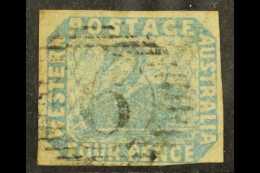 WESTERN AUSTRALIA 1854-55 4d Pale Blue Imperf, SG 3, Good Used With Four Close To Large Margins. For More Images,... - Sonstige & Ohne Zuordnung