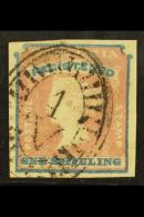 VICTORIA 1854 - 5 1s Rose Pink And Blue Registration Stamp, SG 34, Used. Tiny Wood Pulp Inclusion On Reverse... - Other & Unclassified