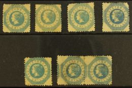 VICTORIA 1859 1s Blues, A Rare Group Of 7 Unused With & Without Gum Examples, Originally From The Famed Purves... - Other & Unclassified