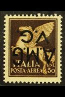 WWII AMG - VENEZIA GIULIA 1945-47 50c Brown Air With "AMG-VG" Overprint Variety "INVERTED", Sass 1b, Never Hinged... - Zonder Classificatie