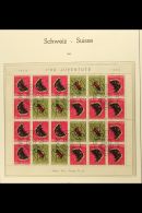 BEETLES & BUTTERFLIES 1953 Swiss Pro Juventute Complete Sheet (Michel MHB 42, Zumstein OZ41) Containing 20c... - Zonder Classificatie