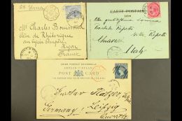 C/WEALTH COVERS CARRIED BY FRENCH PAQUEBOTS Trio Of Items Include Ceylon 1890 5c Postal Card To Germany With Red... - Other & Unclassified