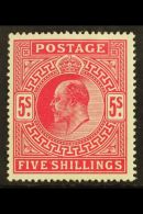 1902 5s Bright Carmine, Ed VII, SG 263, Very Fine And Fresh Mint Og. Lovely Colour. For More Images, Please Visit... - Non Classés