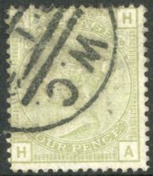 1873-80 4d Sage- Green Plate 16 With INVERTED LARGE GARTER WATERMARK, SG 153wi, Fine Used With Circular Corner... - Autres & Non Classés