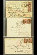 1870 ½d "SHIELD" COVERS 1877-79 Three Envelopes With 1d Plus 1½d Frankings, All To The USA With One... - Other & Unclassified