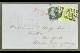 1856 (15 May) Entire Letter To New York Bearing 1847-54 1s Green Die 2 Embossed SG 55 (three Margins Just Touching... - Other & Unclassified