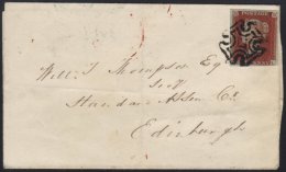 1844 BELFAST MALTESE CROSS Large Part Entire To Edinburgh, Bearing 1d Red Plate 37 (almost Four Margins, Just... - Autres & Non Classés