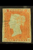 1841 1d Red, With Large Part 1844 Type Cancel In BLUE, Ending In "26", Four Clear To Good Margins, Small Hinge... - Other & Unclassified