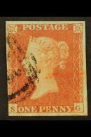 1841 1d Red "SG", With Large Part RED MALTESE CROSS In Combination With Part 1844 Type Numeral Cancel In Black,... - Otros & Sin Clasificación