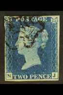 1840 2d Deep Full Blue "NJ" Plate 2, SG 4, Very Fine Used With 4 Margins & Black Maltese Cross Cancellation... - Andere & Zonder Classificatie