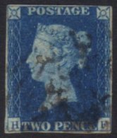 1840 2d Blue Plate 2 'H F', SG 5, Good Used, 4 Close But Clear Margins, Minor Corner Crease, Cat.£1000. For... - Altri & Non Classificati