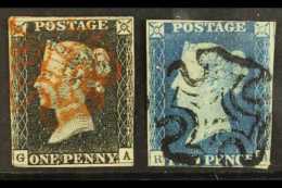 1840 1d Black & 2d Blue, SG 2 & 5, Fine Used With 3 Margins (2 Stamps) For More Images, Please Visit... - Andere & Zonder Classificatie