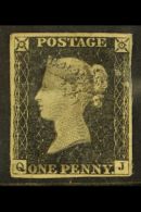 1840 PENNY BLACK, SG 2, Three Clear Margins, Unused, Thinned With Various Faults. Cat £12000. Useful... - Zonder Classificatie