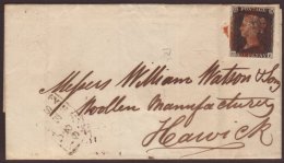 1840 Cover (26 Sept) From London To Hawick Bearing 1d Black, SG 2, 'CF' Plate 4 With 4 Good Margins, Small Cut To... - Unclassified