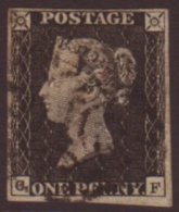 1840 1d Black 'CF' From Plate 10, SG 2, Very Fine Used With 4 Good To Large Margins & Lightly- Struck Black MC... - Unclassified