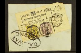 1898 PARCEL POST RECEIPT LABEL Bearing 1d Lilac & 3d Jubilee Stamps With "Tooting" Handstamp, Entire Receipt... - Autres & Non Classés