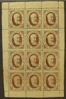 TELEGRAPH/TELEPHONE STAMPS 1884 National Telephone Company 1s Brown (Barefoot 5), Complete Sheet Of Twelve Stamps,... - Other & Unclassified