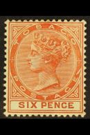 1885-96 6d Orange-brown With SLASH FLAW Variety, SG 23a, Mint With Crease. For More Images, Please Visit... - Trinidad Y Tobago