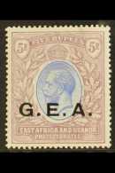 1921 5R Blue And Dull Purple, Watermark Mult Script CA, SG 68, Very Fine Mint. For More Images, Please Visit... - Tanganyika (...-1932)