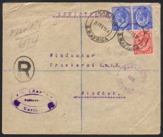 1919 (24 Feb) Registered Cover To Windhuk Bearing Union 2½d Pair And 1d Stamps Tied By Two "KARIBIB" Cds... - África Del Sudoeste (1923-1990)