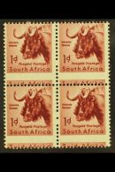 UNION VARIETY 1959-60 1d Wildebeest, Type I, Wmk Coat Of Arms, Block Of 4 With MISPLACED PERFORATIONS, SG 171,... - Zonder Classificatie